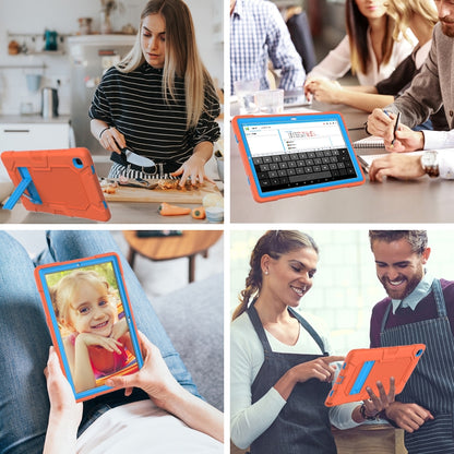 For Samsung Galaxy Tab A7 10.4 (2020) T500 / T505 Contrast Color Robot Shockproof Silicone + PC Protective Case with Holder(Orange Blue) - Other Galaxy Tab PC by buy2fix | Online Shopping UK | buy2fix