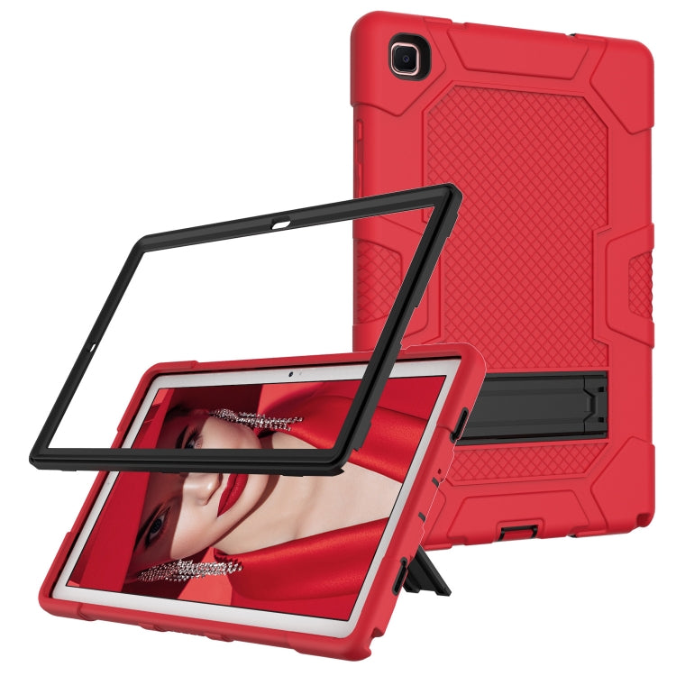 For Samsung Galaxy Tab A7 10.4 (2020) T500 / T505 Contrast Color Robot Shockproof Silicone + PC Protective Case with Holder(Red Black) - Other Galaxy Tab PC by buy2fix | Online Shopping UK | buy2fix