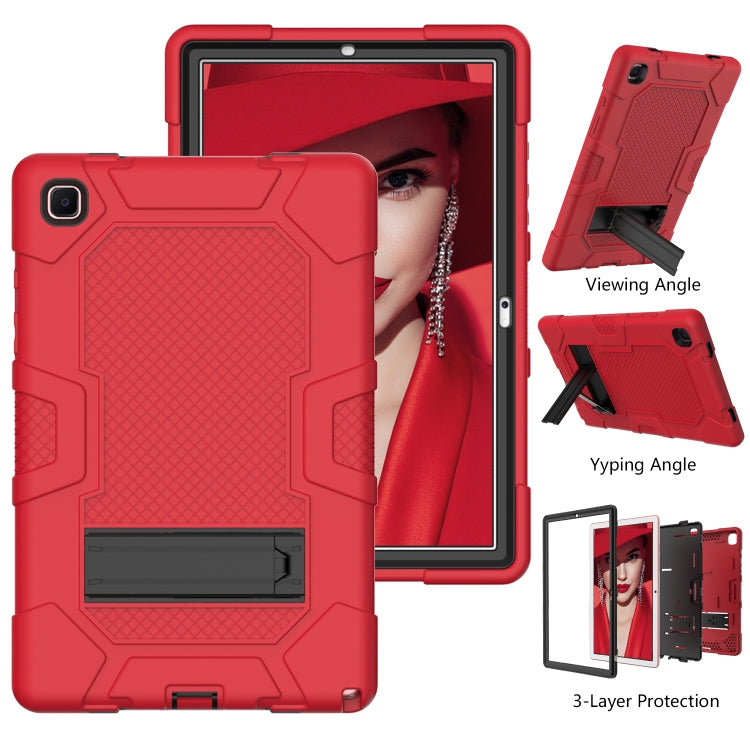 For Samsung Galaxy Tab A7 10.4 (2020) T500 / T505 Contrast Color Robot Shockproof Silicone + PC Protective Case with Holder(Red Black) - Other Galaxy Tab PC by buy2fix | Online Shopping UK | buy2fix
