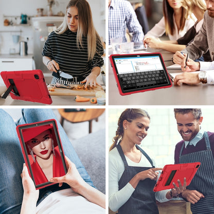 For Samsung Galaxy Tab A7 10.4 (2020) T500 / T505 Contrast Color Robot Shockproof Silicone + PC Protective Case with Holder(Red Black) - Other Galaxy Tab PC by buy2fix | Online Shopping UK | buy2fix