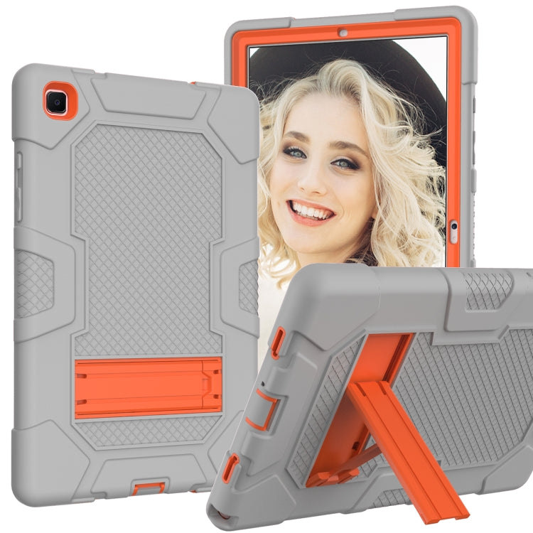 For Samsung Galaxy Tab A7 10.4 (2020) T500 / T505 Contrast Color Robot Shockproof Silicone + PC Protective Case with Holder(Grey Orange) - Other Galaxy Tab PC by buy2fix | Online Shopping UK | buy2fix
