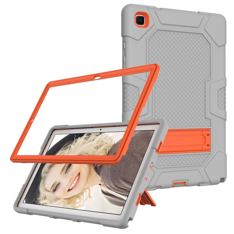 For Samsung Galaxy Tab A7 10.4 (2020) T500 / T505 Contrast Color Robot Shockproof Silicone + PC Protective Case with Holder(Grey Orange) - Other Galaxy Tab PC by buy2fix | Online Shopping UK | buy2fix