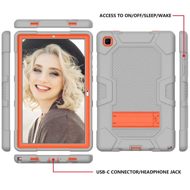 For Samsung Galaxy Tab A7 10.4 (2020) T500 / T505 Contrast Color Robot Shockproof Silicone + PC Protective Case with Holder(Grey Orange) - Other Galaxy Tab PC by buy2fix | Online Shopping UK | buy2fix