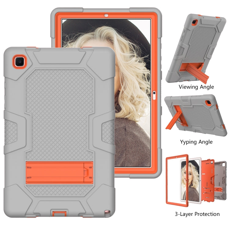 For Samsung Galaxy Tab A7 10.4 (2020) T500 / T505 Contrast Color Robot Shockproof Silicone + PC Protective Case with Holder(Grey Orange) - Other Galaxy Tab PC by buy2fix | Online Shopping UK | buy2fix