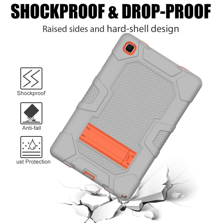 For Samsung Galaxy Tab A7 10.4 (2020) T500 / T505 Contrast Color Robot Shockproof Silicone + PC Protective Case with Holder(Grey Orange) - Other Galaxy Tab PC by buy2fix | Online Shopping UK | buy2fix