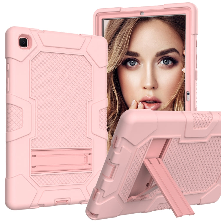 For Samsung Galaxy Tab A7 10.4 (2020) T500 / T505 Contrast Color Robot Shockproof Silicone + PC Protective Case with Holder(Rose Gold) - Other Galaxy Tab PC by buy2fix | Online Shopping UK | buy2fix