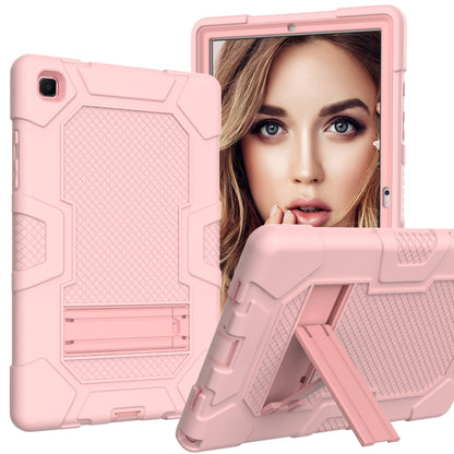For Samsung Galaxy Tab A7 10.4 (2020) T500 / T505 Contrast Color Robot Shockproof Silicone + PC Protective Case with Holder(Rose Gold) - Other Galaxy Tab PC by buy2fix | Online Shopping UK | buy2fix
