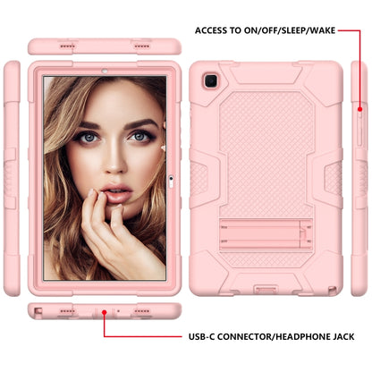 For Samsung Galaxy Tab A7 10.4 (2020) T500 / T505 Contrast Color Robot Shockproof Silicone + PC Protective Case with Holder(Rose Gold) - Other Galaxy Tab PC by buy2fix | Online Shopping UK | buy2fix
