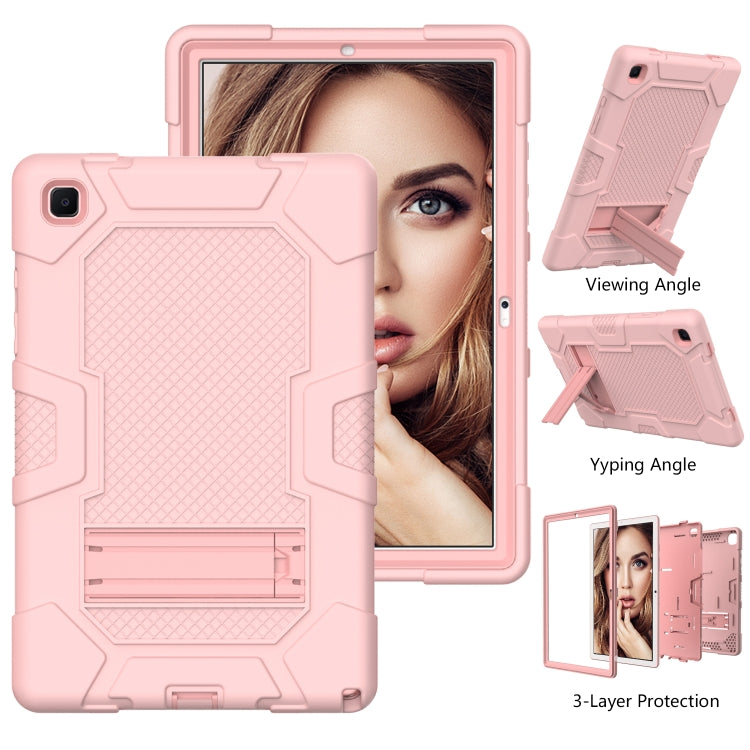 For Samsung Galaxy Tab A7 10.4 (2020) T500 / T505 Contrast Color Robot Shockproof Silicone + PC Protective Case with Holder(Rose Gold) - Other Galaxy Tab PC by buy2fix | Online Shopping UK | buy2fix