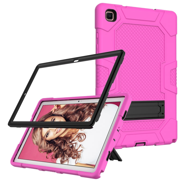 For Samsung Galaxy Tab A7 10.4 (2020) T500 / T505 Contrast Color Robot Shockproof Silicone + PC Protective Case with Holder(Rose Red Black) - Other Galaxy Tab PC by buy2fix | Online Shopping UK | buy2fix
