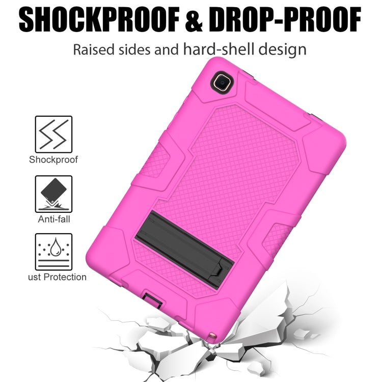 For Samsung Galaxy Tab A7 10.4 (2020) T500 / T505 Contrast Color Robot Shockproof Silicone + PC Protective Case with Holder(Rose Red Black) - Other Galaxy Tab PC by buy2fix | Online Shopping UK | buy2fix