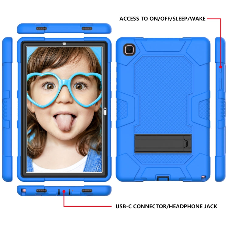 For Samsung Galaxy Tab A7 10.4 (2020) T500 / T505 Contrast Color Robot Shockproof Silicone + PC Protective Case with Holder(Dark Blue Black) - Other Galaxy Tab PC by buy2fix | Online Shopping UK | buy2fix