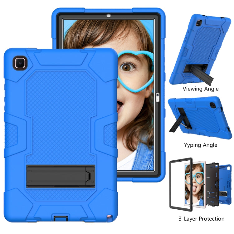 For Samsung Galaxy Tab A7 10.4 (2020) T500 / T505 Contrast Color Robot Shockproof Silicone + PC Protective Case with Holder(Dark Blue Black) - Other Galaxy Tab PC by buy2fix | Online Shopping UK | buy2fix