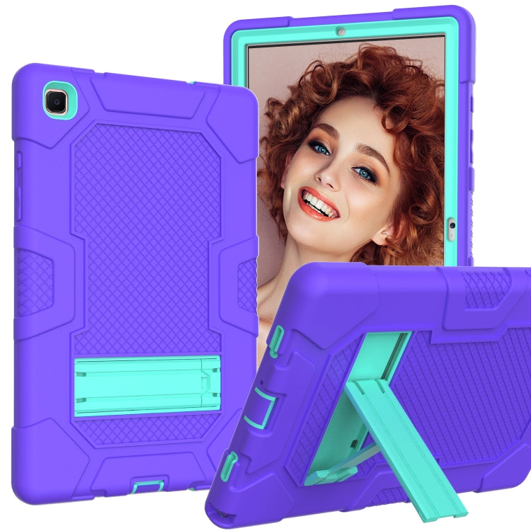 For Samsung Galaxy Tab A7 10.4 (2020) T500 / T505 Contrast Color Robot Shockproof Silicone + PC Protective Case with Holder(Purple Mint Green) - Other Galaxy Tab PC by buy2fix | Online Shopping UK | buy2fix