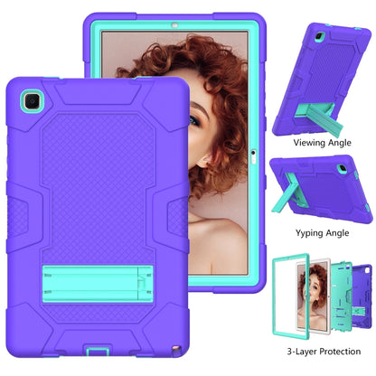 For Samsung Galaxy Tab A7 10.4 (2020) T500 / T505 Contrast Color Robot Shockproof Silicone + PC Protective Case with Holder(Purple Mint Green) - Other Galaxy Tab PC by buy2fix | Online Shopping UK | buy2fix