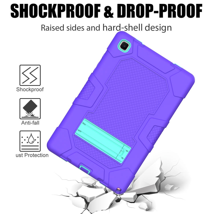 For Samsung Galaxy Tab A7 10.4 (2020) T500 / T505 Contrast Color Robot Shockproof Silicone + PC Protective Case with Holder(Purple Mint Green) - Other Galaxy Tab PC by buy2fix | Online Shopping UK | buy2fix