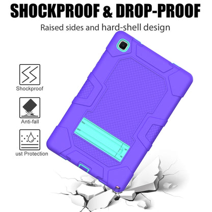 For Samsung Galaxy Tab A7 10.4 (2020) T500 / T505 Contrast Color Robot Shockproof Silicone + PC Protective Case with Holder(Purple Mint Green) - Other Galaxy Tab PC by buy2fix | Online Shopping UK | buy2fix