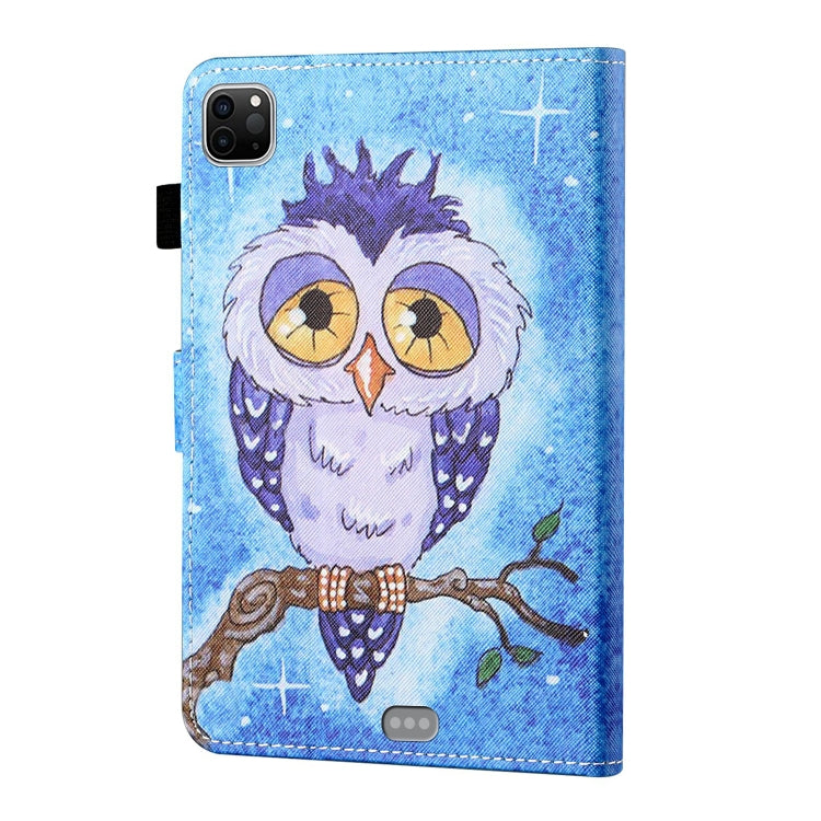 For iPad Pro 11 (2020) / (2018) Coloured Drawing Stitching Horizontal Flip Leather Tablet Case with Holder & Card Slot & Sleep / Wake-up Function(Blue Owl) - iPad Pro 11 (2020) Cases by buy2fix | Online Shopping UK | buy2fix