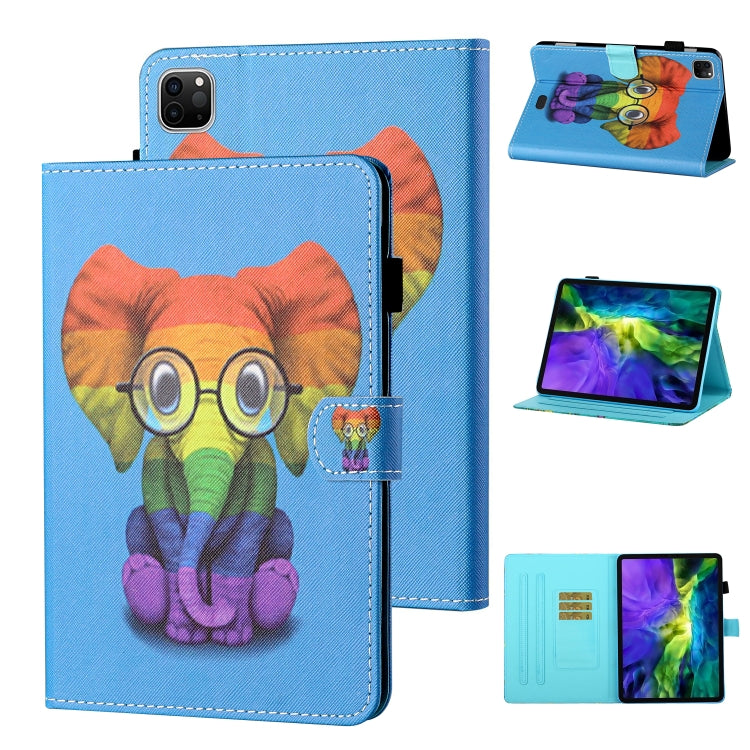 For iPad Pro 11 (2020) / (2018) Coloured Drawing Stitching Horizontal Flip Leather Tablet Case with Holder & Card Slot & Sleep / Wake-up Function(Colorful Elephant) - iPad Pro 11 (2020) Cases by buy2fix | Online Shopping UK | buy2fix