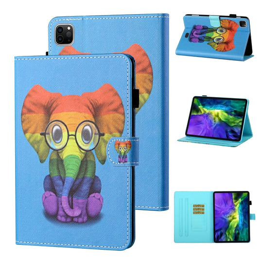For iPad Pro 11 (2020) / (2018) Coloured Drawing Stitching Horizontal Flip Leather Tablet Case with Holder & Card Slot & Sleep / Wake-up Function(Colorful Elephant) - iPad Pro 11 (2020) Cases by buy2fix | Online Shopping UK | buy2fix