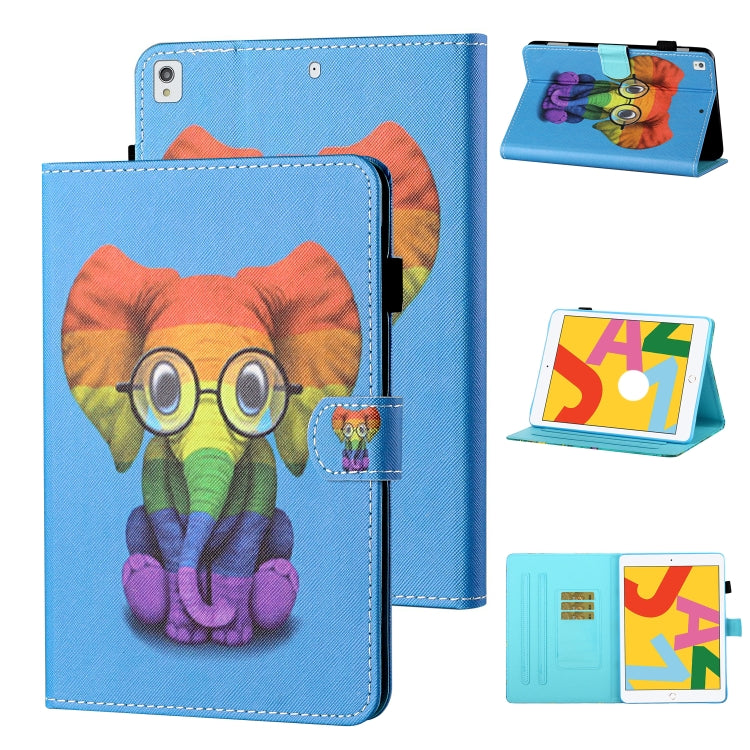 Coloured Drawing Stitching Horizontal Flip Leather Case with Holder & Card Slot & Sleep / Wake-up Function For iPad 10.2 2021 / 2020 / 2019 / Air (2019)(Colorful Elephant) - iPad 10.2 Cases by buy2fix | Online Shopping UK | buy2fix