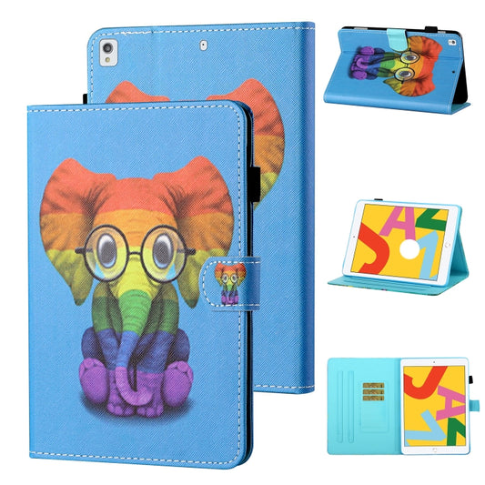 Coloured Drawing Stitching Horizontal Flip Leather Case with Holder & Card Slot & Sleep / Wake-up Function For iPad 10.2 2021 / 2020 / 2019 / Air (2019)(Colorful Elephant) - iPad 10.2 Cases by buy2fix | Online Shopping UK | buy2fix
