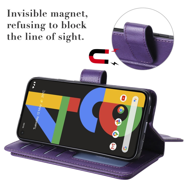 For Google Pixel 4a 4G Multifunctional Magnetic Copper Buckle Horizontal Flip Leather Case with Bracket & 10 Card Slots & Wallet & Photo Frame(Purple) - Google Cases by buy2fix | Online Shopping UK | buy2fix