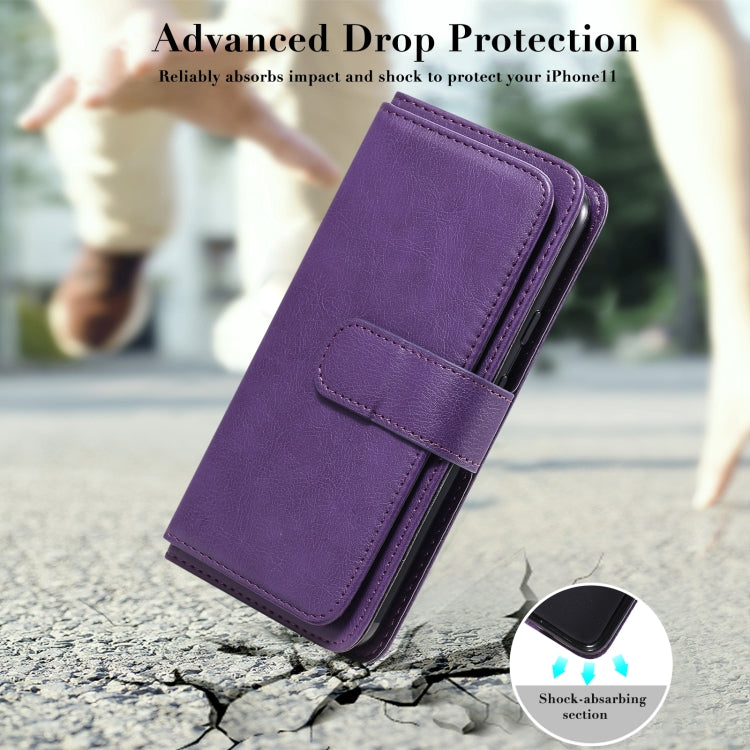 For Google Pixel 4a 4G Multifunctional Magnetic Copper Buckle Horizontal Flip Leather Case with Bracket & 10 Card Slots & Wallet & Photo Frame(Purple) - Google Cases by buy2fix | Online Shopping UK | buy2fix
