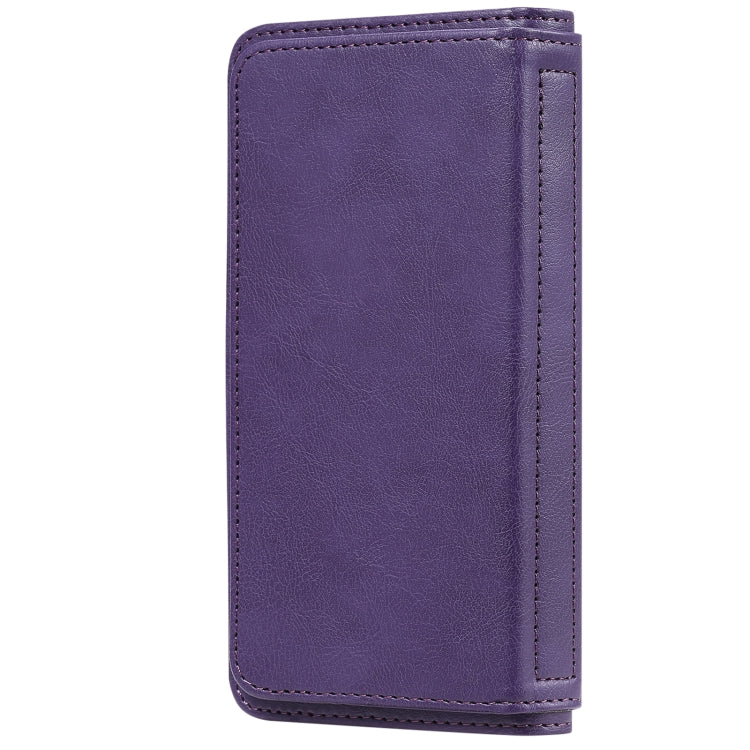 For Google Pixel 4a 4G Multifunctional Magnetic Copper Buckle Horizontal Flip Leather Case with Bracket & 10 Card Slots & Wallet & Photo Frame(Purple) - Google Cases by buy2fix | Online Shopping UK | buy2fix