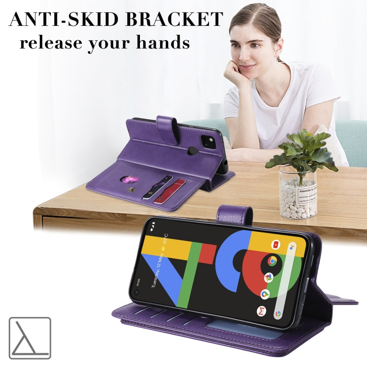 For Google Pixel 4a 4G Multifunctional Magnetic Copper Buckle Horizontal Flip Leather Case with Bracket & 10 Card Slots & Wallet & Photo Frame(Purple) - Google Cases by buy2fix | Online Shopping UK | buy2fix