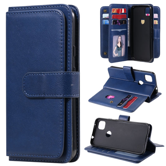 For Google Pixel 4a 4G Multifunctional Magnetic Copper Buckle Horizontal Flip Leather Case with Bracket & 10 Card Slots & Wallet & Photo Frame(Dark Blue) - Google Cases by buy2fix | Online Shopping UK | buy2fix