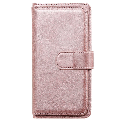 For Google Pixel 4a 4G Multifunctional Magnetic Copper Buckle Horizontal Flip Leather Case with Bracket & 10 Card Slots & Wallet & Photo Frame(Rose Gold) - Google Cases by buy2fix | Online Shopping UK | buy2fix
