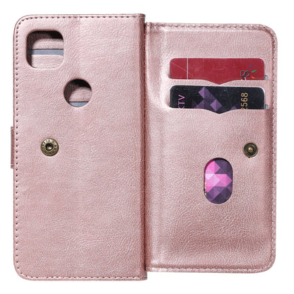 For Google Pixel 4a 4G Multifunctional Magnetic Copper Buckle Horizontal Flip Leather Case with Bracket & 10 Card Slots & Wallet & Photo Frame(Rose Gold) - Google Cases by buy2fix | Online Shopping UK | buy2fix
