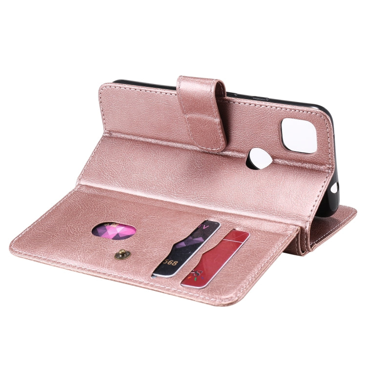 For Google Pixel 4a 4G Multifunctional Magnetic Copper Buckle Horizontal Flip Leather Case with Bracket & 10 Card Slots & Wallet & Photo Frame(Rose Gold) - Google Cases by buy2fix | Online Shopping UK | buy2fix