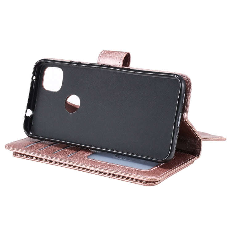 For Google Pixel 4a 4G Multifunctional Magnetic Copper Buckle Horizontal Flip Leather Case with Bracket & 10 Card Slots & Wallet & Photo Frame(Rose Gold) - Google Cases by buy2fix | Online Shopping UK | buy2fix