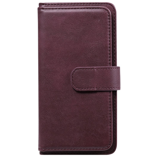 For Google Pixel 5 XL Multifunctional Magnetic Copper Buckle Horizontal Flip Leather Case with Bracket & 10 Card Slots & Wallet & Photo Frame(Wine Red) - Google Cases by buy2fix | Online Shopping UK | buy2fix
