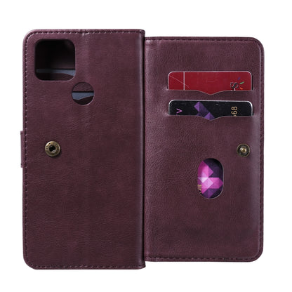 For Google Pixel 5 XL Multifunctional Magnetic Copper Buckle Horizontal Flip Leather Case with Bracket & 10 Card Slots & Wallet & Photo Frame(Wine Red) - Google Cases by buy2fix | Online Shopping UK | buy2fix
