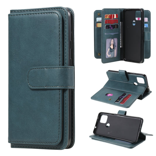 For Google Pixel 5 XL Multifunctional Magnetic Copper Buckle Horizontal Flip Leather Case with Bracket & 10 Card Slots & Wallet & Photo Frame(Dark Green) - Google Cases by buy2fix | Online Shopping UK | buy2fix