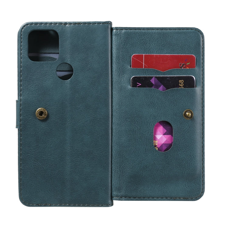 For Google Pixel 5 XL Multifunctional Magnetic Copper Buckle Horizontal Flip Leather Case with Bracket & 10 Card Slots & Wallet & Photo Frame(Dark Green) - Google Cases by buy2fix | Online Shopping UK | buy2fix