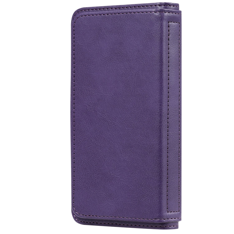 For Google Pixel 5 XL Multifunctional Magnetic Copper Buckle Horizontal Flip Leather Case with Bracket & 10 Card Slots & Wallet & Photo Frame(Purple) - Google Cases by buy2fix | Online Shopping UK | buy2fix