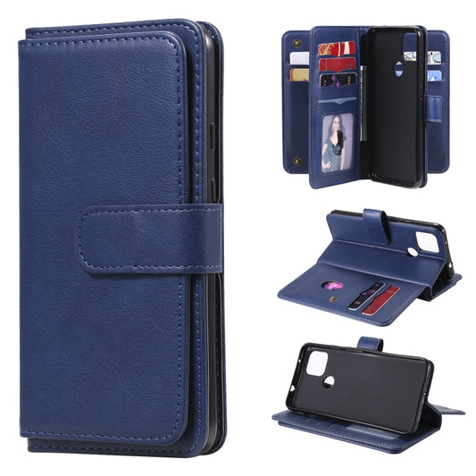 For Google Pixel 5 XL Multifunctional Magnetic Copper Buckle Horizontal Flip Leather Case with Bracket & 10 Card Slots & Wallet & Photo Frame(Dark Blue) - Google Cases by buy2fix | Online Shopping UK | buy2fix