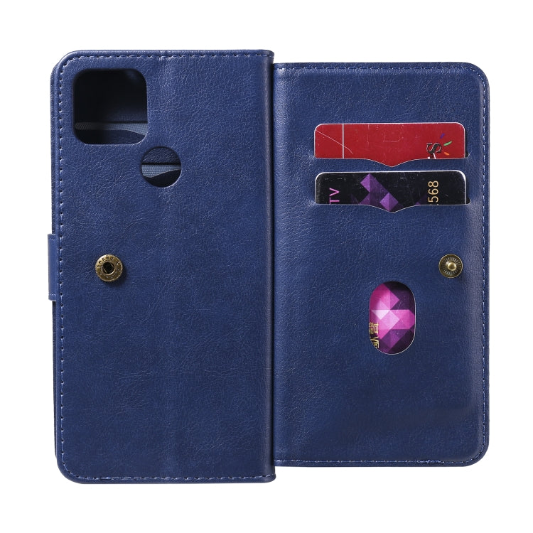 For Google Pixel 5 XL Multifunctional Magnetic Copper Buckle Horizontal Flip Leather Case with Bracket & 10 Card Slots & Wallet & Photo Frame(Dark Blue) - Google Cases by buy2fix | Online Shopping UK | buy2fix