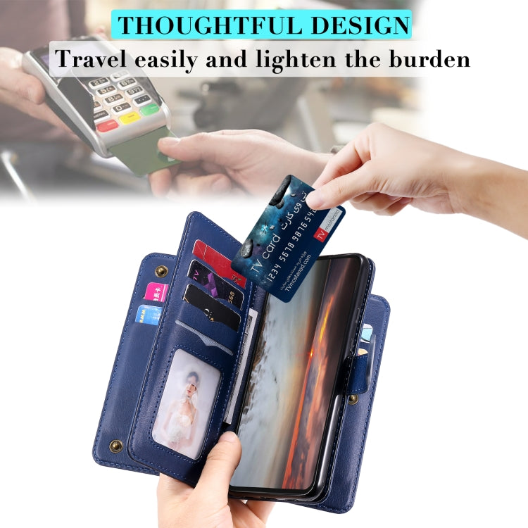 For Google Pixel 5 XL Multifunctional Magnetic Copper Buckle Horizontal Flip Leather Case with Bracket & 10 Card Slots & Wallet & Photo Frame(Rose Gold) - Google Cases by buy2fix | Online Shopping UK | buy2fix