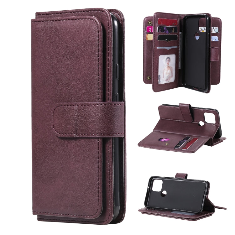 For Google Pixel 5 Multifunctional Magnetic Copper Buckle Horizontal Flip Leather Case with Bracket & 10 Card Slots & Wallet & Photo Frame(Wine Red) - Google Cases by buy2fix | Online Shopping UK | buy2fix