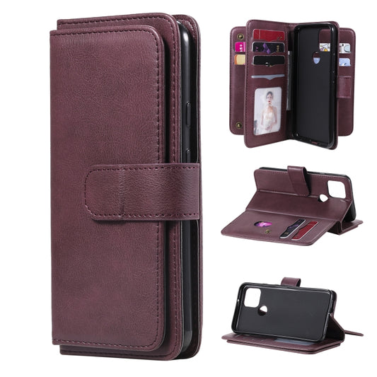 For Google Pixel 5 Multifunctional Magnetic Copper Buckle Horizontal Flip Leather Case with Bracket & 10 Card Slots & Wallet & Photo Frame(Wine Red) - Google Cases by buy2fix | Online Shopping UK | buy2fix
