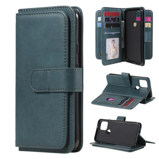 For Google Pixel 5 Multifunctional Magnetic Copper Buckle Horizontal Flip Leather Case with Bracket & 10 Card Slots & Wallet & Photo Frame(Dark Green) - Google Cases by buy2fix | Online Shopping UK | buy2fix