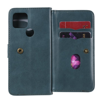 For Google Pixel 5 Multifunctional Magnetic Copper Buckle Horizontal Flip Leather Case with Bracket & 10 Card Slots & Wallet & Photo Frame(Dark Green) - Google Cases by buy2fix | Online Shopping UK | buy2fix