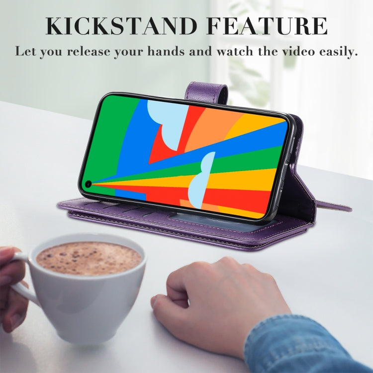For Google Pixel 5 Multifunctional Magnetic Copper Buckle Horizontal Flip Leather Case with Bracket & 10 Card Slots & Wallet & Photo Frame(Dark Green) - Google Cases by buy2fix | Online Shopping UK | buy2fix