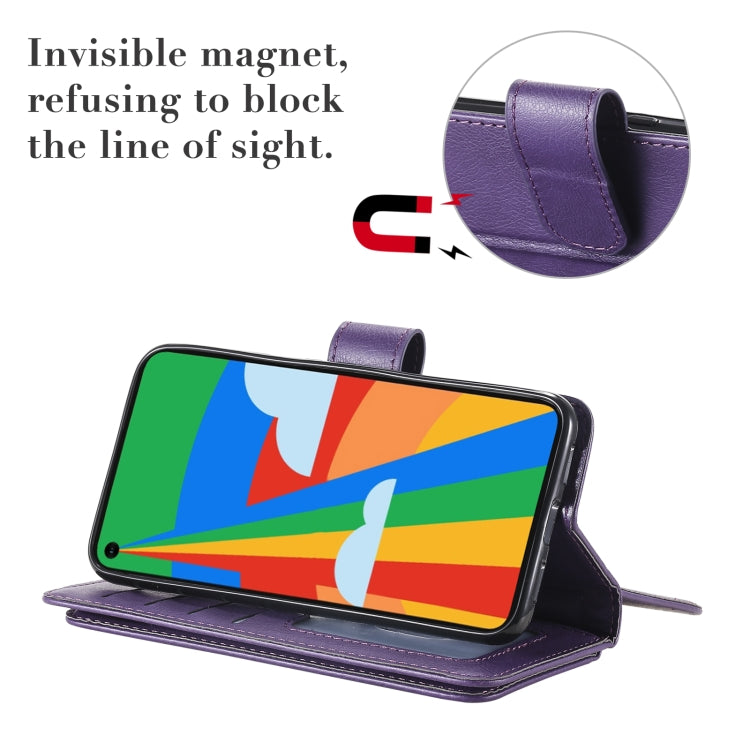For Google Pixel 5 Multifunctional Magnetic Copper Buckle Horizontal Flip Leather Case with Bracket & 10 Card Slots & Wallet & Photo Frame(Dark Blue) - Google Cases by buy2fix | Online Shopping UK | buy2fix