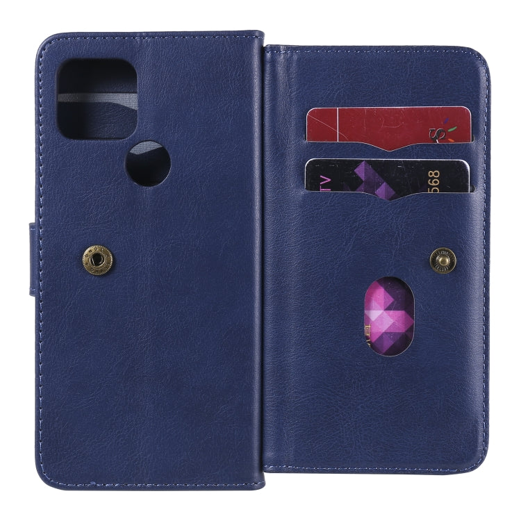 For Google Pixel 5 Multifunctional Magnetic Copper Buckle Horizontal Flip Leather Case with Bracket & 10 Card Slots & Wallet & Photo Frame(Dark Blue) - Google Cases by buy2fix | Online Shopping UK | buy2fix
